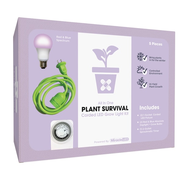 Miracle Led 1-Socket Plant Survival Grow Light Kit- Red & Blue Spec. 14W Replace 150W Grow Bulbs, 2PK 801977 - main